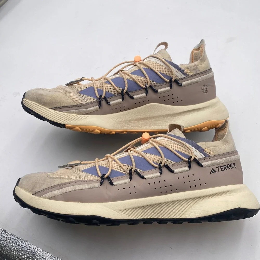 ADIDAS Terrex Voyager 21 Travel Shoes Women 10.5 Mens 9 Tan Purple HQ0978 Hiking